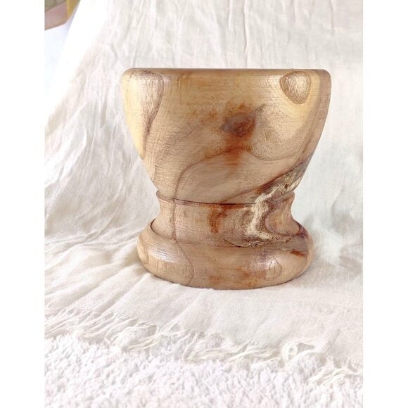 Culinary Corner Wooden Mortar Bowl Decorative Decor Kitchen 5" Tall - Picture 2 of 14